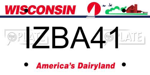 IZBA41 Wisconsin License Plate