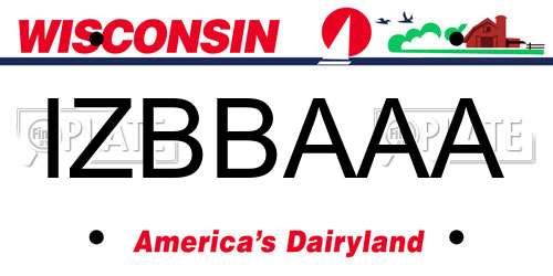 IZBBAAA Wisconsin License Plate