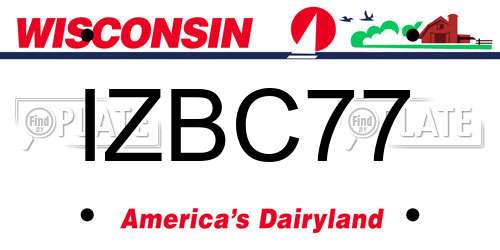 IZBC77 Wisconsin License Plate