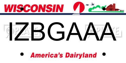 IZBGAAA Wisconsin License Plate
