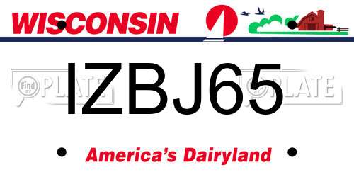 IZBJ65 Wisconsin License Plate