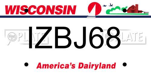 IZBJ68 Wisconsin License Plate