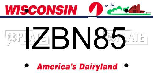 IZBN85 Wisconsin License Plate