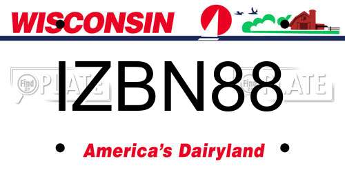 IZBN88 Wisconsin License Plate