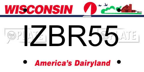 IZBR55 Wisconsin License Plate