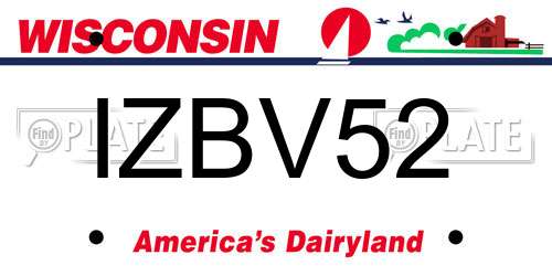 IZBV52 Wisconsin License Plate