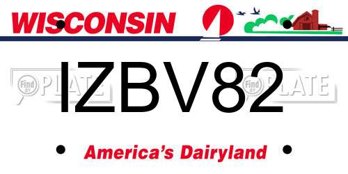 IZBV82 Wisconsin License Plate