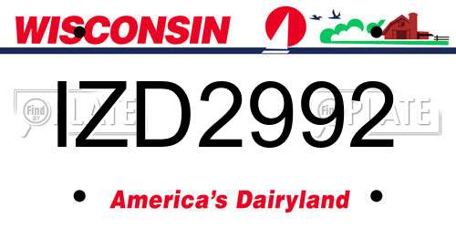 IZD2992 Wisconsin License Plate