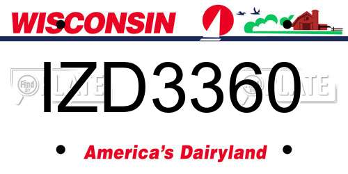IZD3360 Wisconsin License Plate