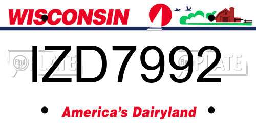 IZD7992 Wisconsin License Plate