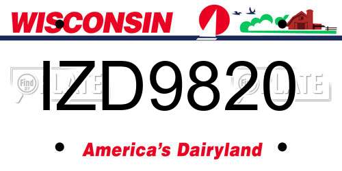 IZD9820 Wisconsin License Plate