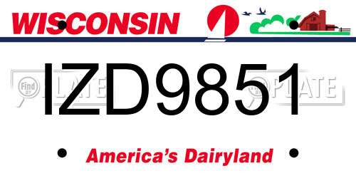 IZD9851 Wisconsin License Plate