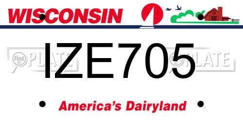 IZE705 Wisconsin License Plate