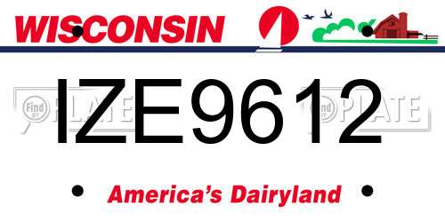 IZE9612 Wisconsin License Plate