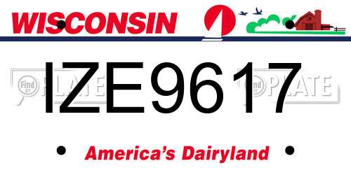 IZE9617 Wisconsin License Plate