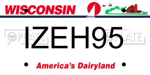 IZEH95 Wisconsin License Plate