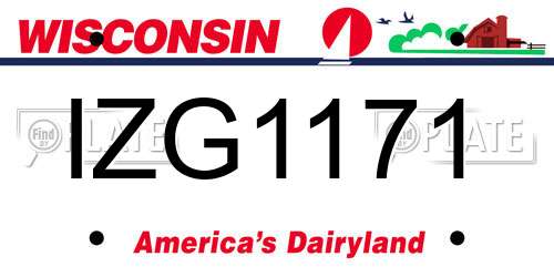 IZG1171 Wisconsin License Plate