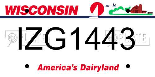 IZG1443 Wisconsin License Plate