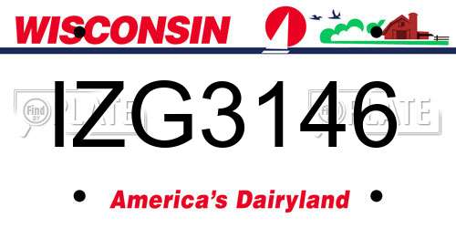 IZG3146 Wisconsin License Plate