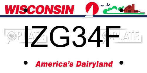 IZG34F Wisconsin License Plate