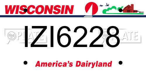 IZI6228 Wisconsin License Plate
