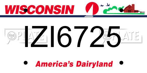 IZI6725 Wisconsin License Plate