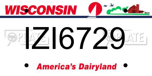 IZI6729 Wisconsin License Plate