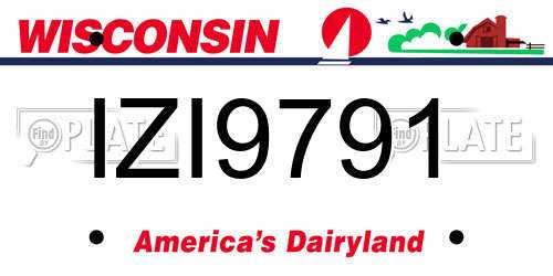 IZI9791 Wisconsin License Plate
