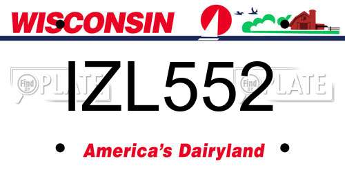 IZL552 Wisconsin License Plate