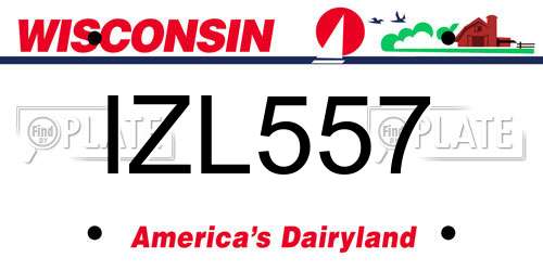 IZL557 Wisconsin License Plate