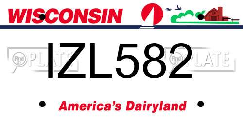 IZL582 Wisconsin License Plate