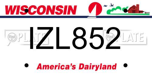 IZL852 Wisconsin License Plate