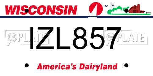 IZL857 Wisconsin License Plate