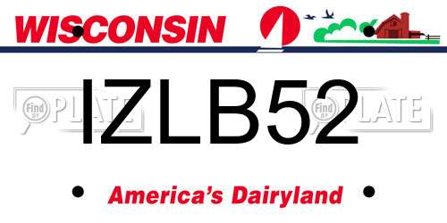 IZLB52 Wisconsin License Plate