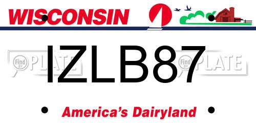 IZLB87 Wisconsin License Plate