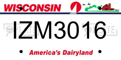 IZM3016 Wisconsin License Plate