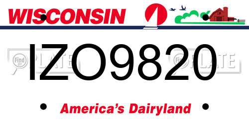 IZO9820 Wisconsin License Plate