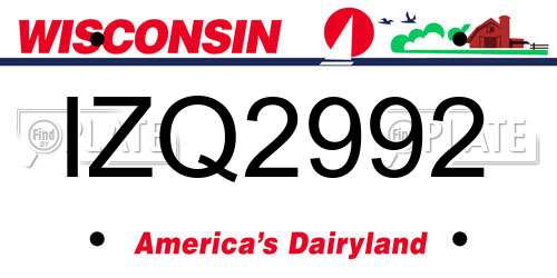 IZQ2992 Wisconsin License Plate
