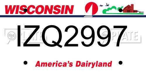 IZQ2997 Wisconsin License Plate