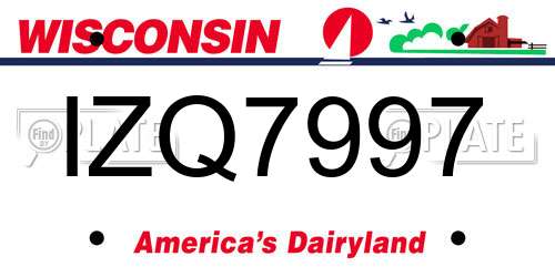IZQ7997 Wisconsin License Plate