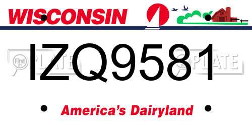 IZQ9581 Wisconsin License Plate