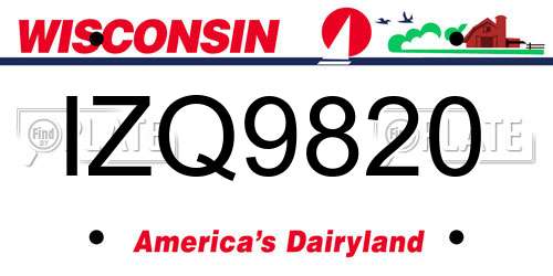 IZQ9820 Wisconsin License Plate