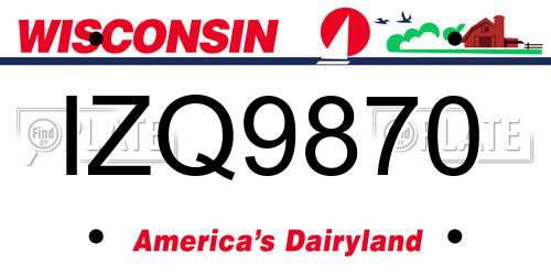 IZQ9870 Wisconsin License Plate