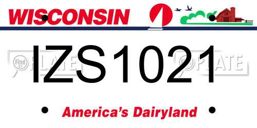 IZS1021 Wisconsin License Plate