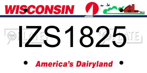 IZS1825 Wisconsin License Plate
