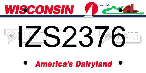 IZS2376 Wisconsin License Plate