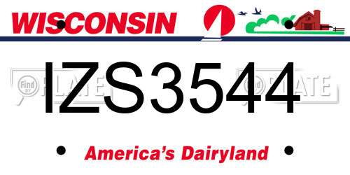 IZS3544 Wisconsin License Plate