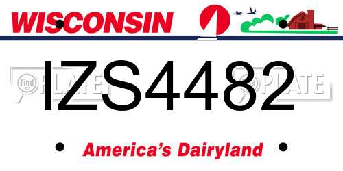 IZS4482 Wisconsin License Plate