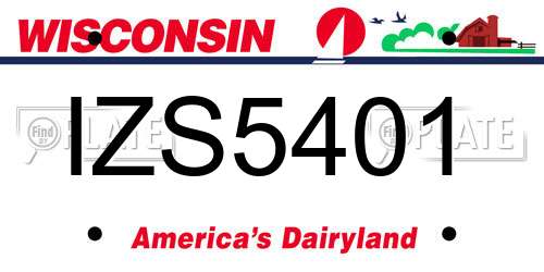 IZS5401 Wisconsin License Plate