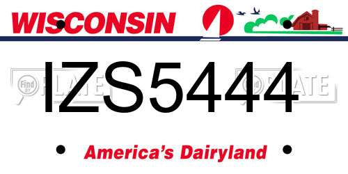 IZS5444 Wisconsin License Plate